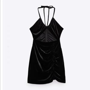 NWT black cutout velvet zara dress